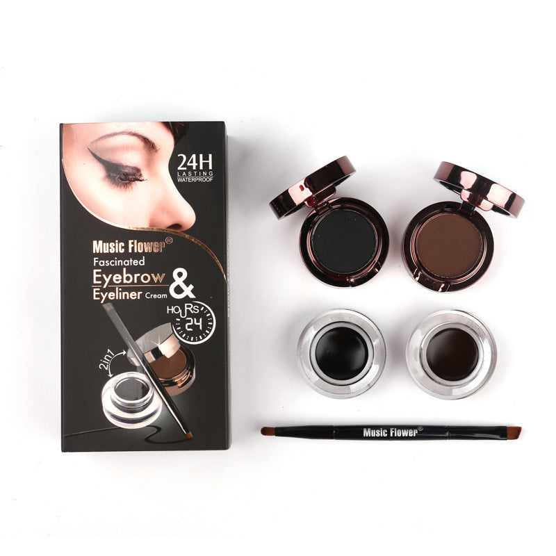Music Flower M1096 Black Brown Creamy Eyeliner Eyebrow Powder