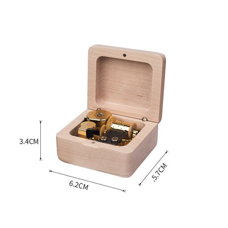 Wooden Clockwork Music Box Retro Creative Birthday Wooden Gift