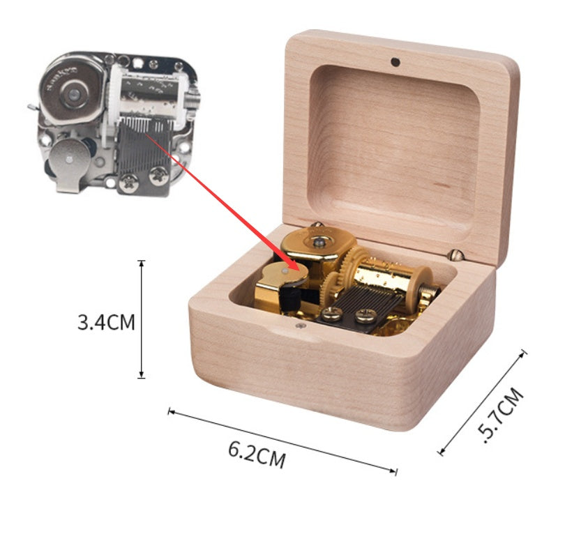 Wooden Clockwork Music Box Retro Creative Birthday Wooden Gift
