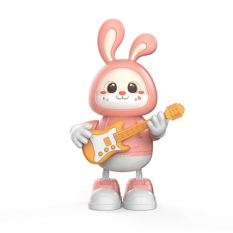 Electric Adorable Rabbit Guitarist Rabbit Coax Light Music Singing Dancing Children's Toy