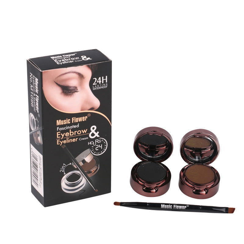 Music Flower M1096 Black Brown Creamy Eyeliner Eyebrow Powder
